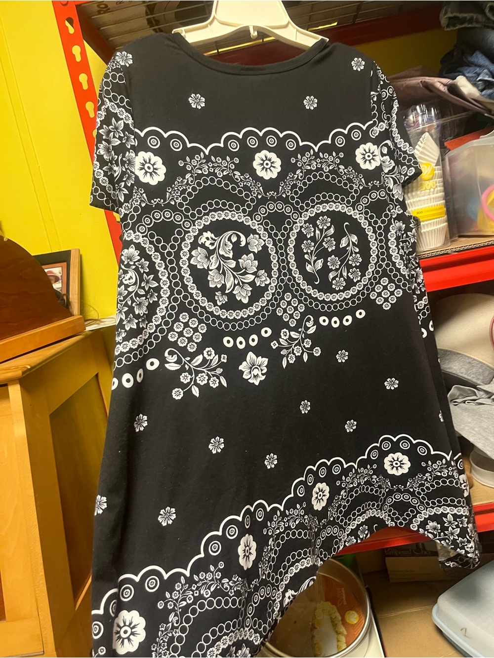 LuLaRoe Black and White Asymmetrical Bandana Print Dress